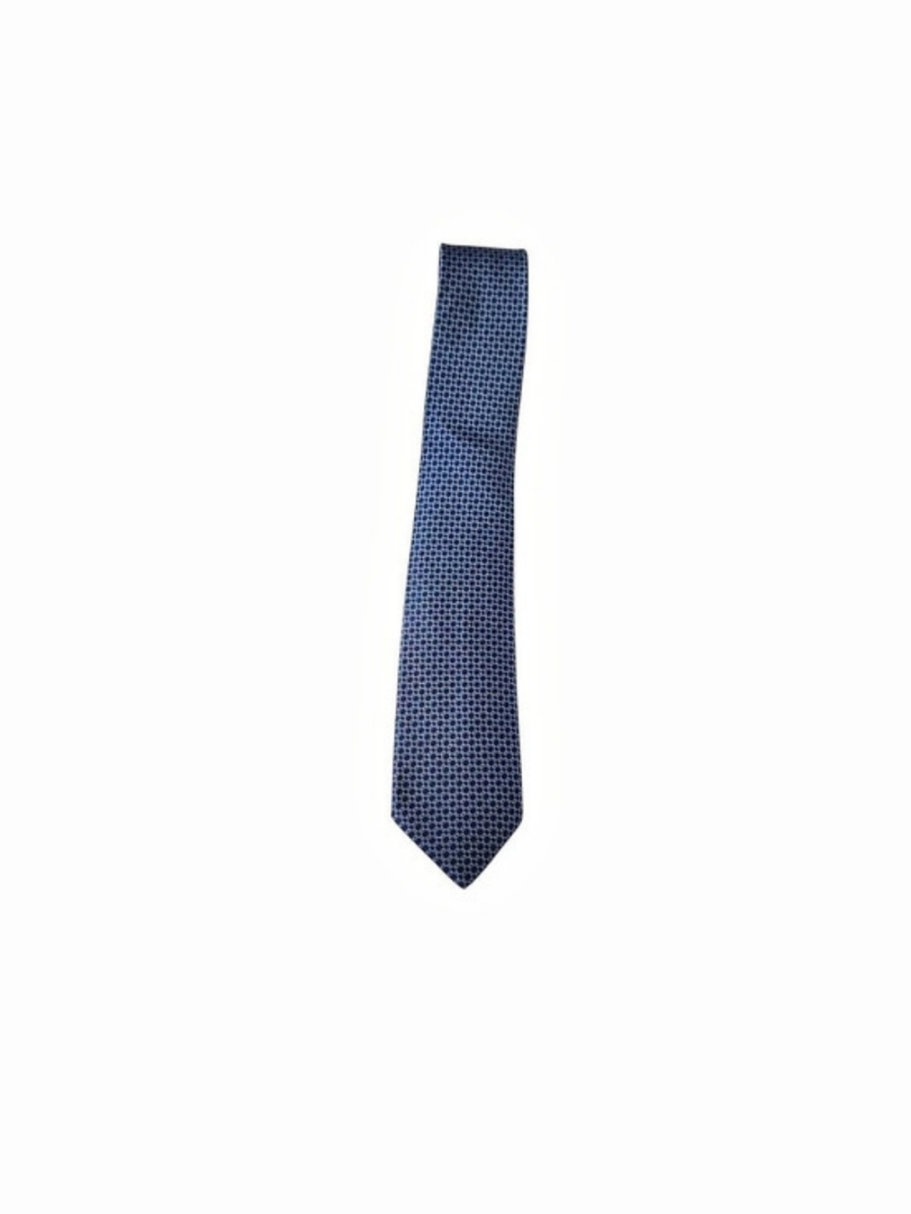 Hermes Silk Micro Geometric Blue Tie Like New